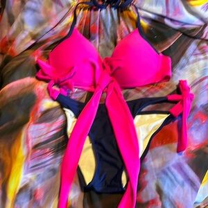 Hot pink +navy bikini